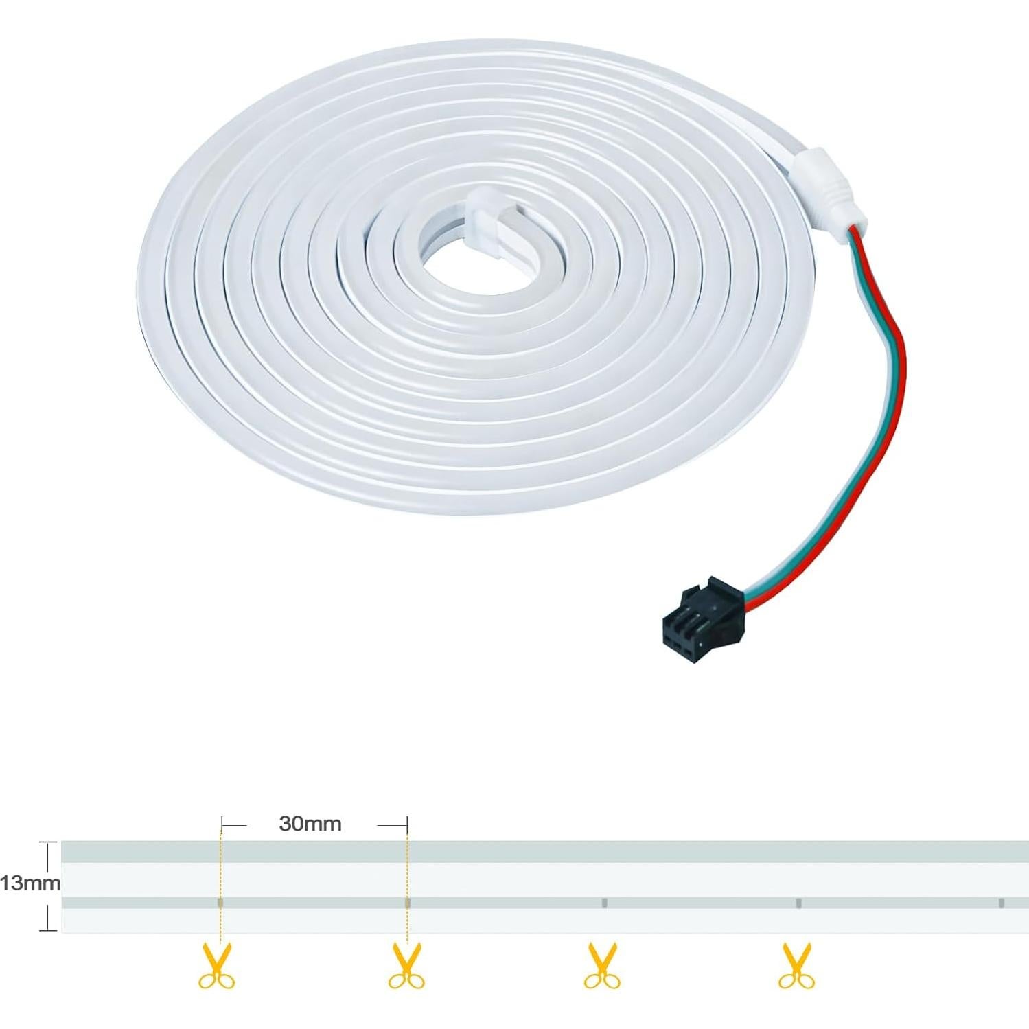 Tira LED Neón RGB 12V 2m IP67 Flexible 192 LEDs Tesfish