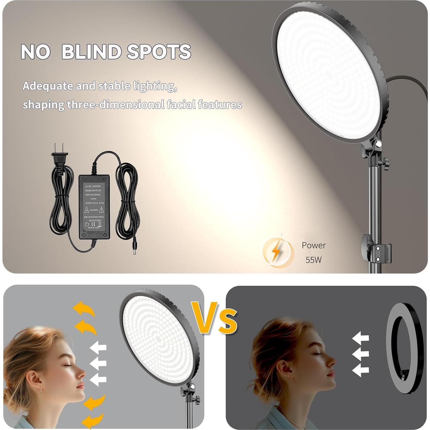 Luz de Anillo Profesional 55W 6500K con Soporte Ajustable