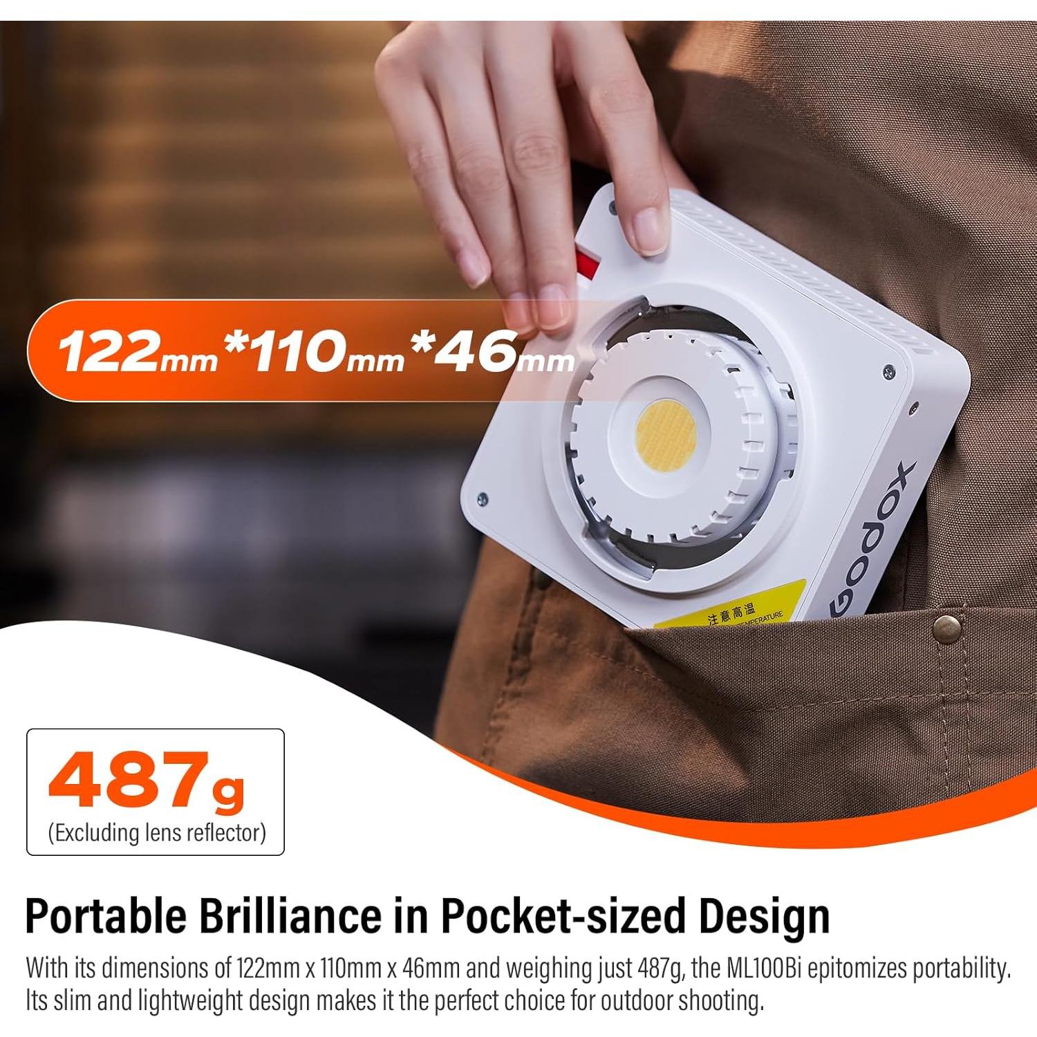 Luz de Video LED Godox ML100Bi 100W Bi-Color 2800K-6500K