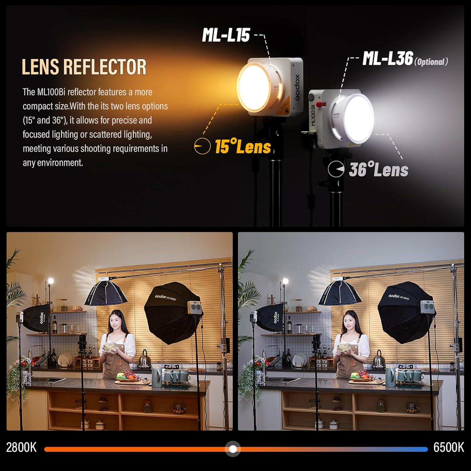 Luz de Video LED Godox ML100Bi 100W Bi-Color 2800K-6500K