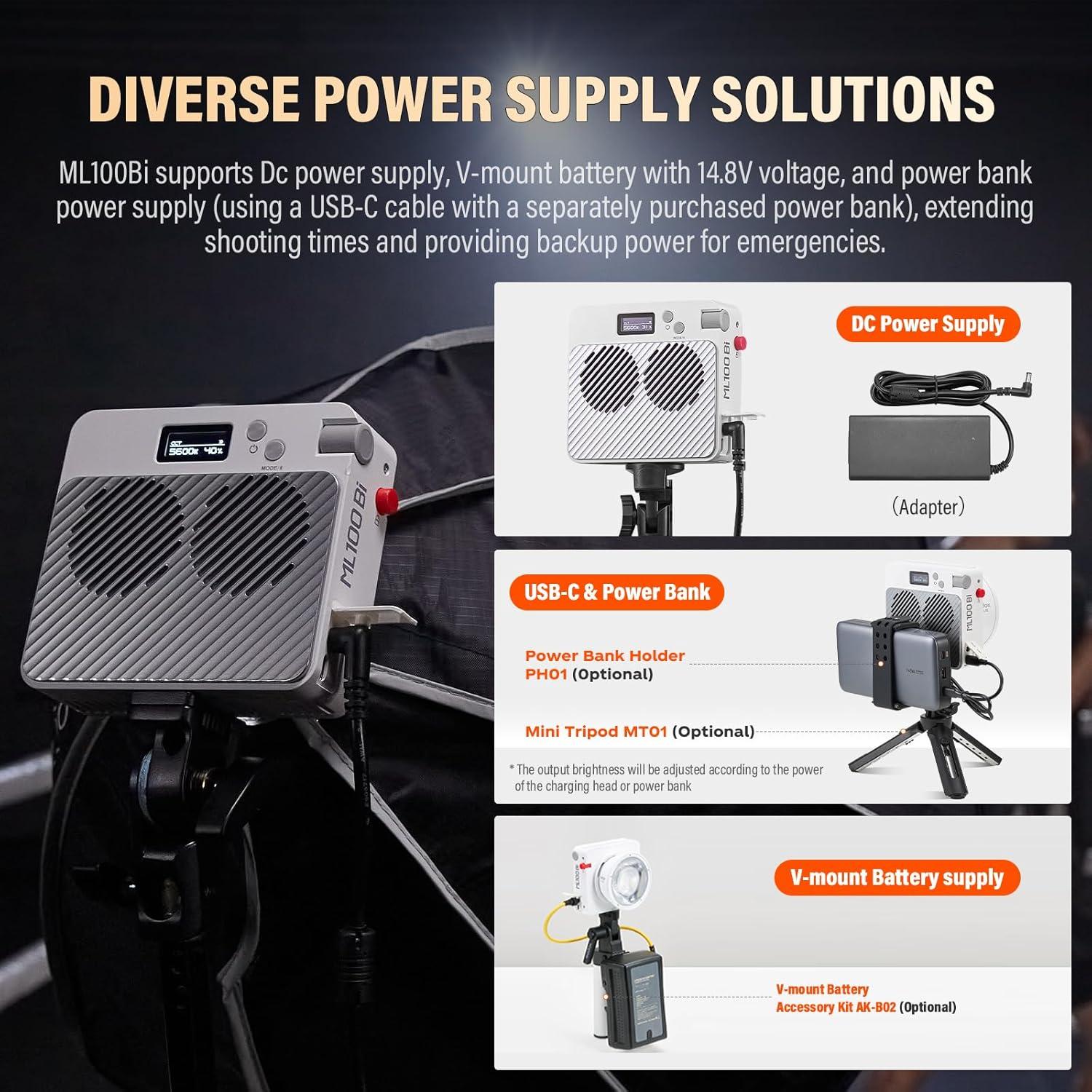 Luz de Video LED Godox ML100Bi 100W Bi-Color 2800K-6500K