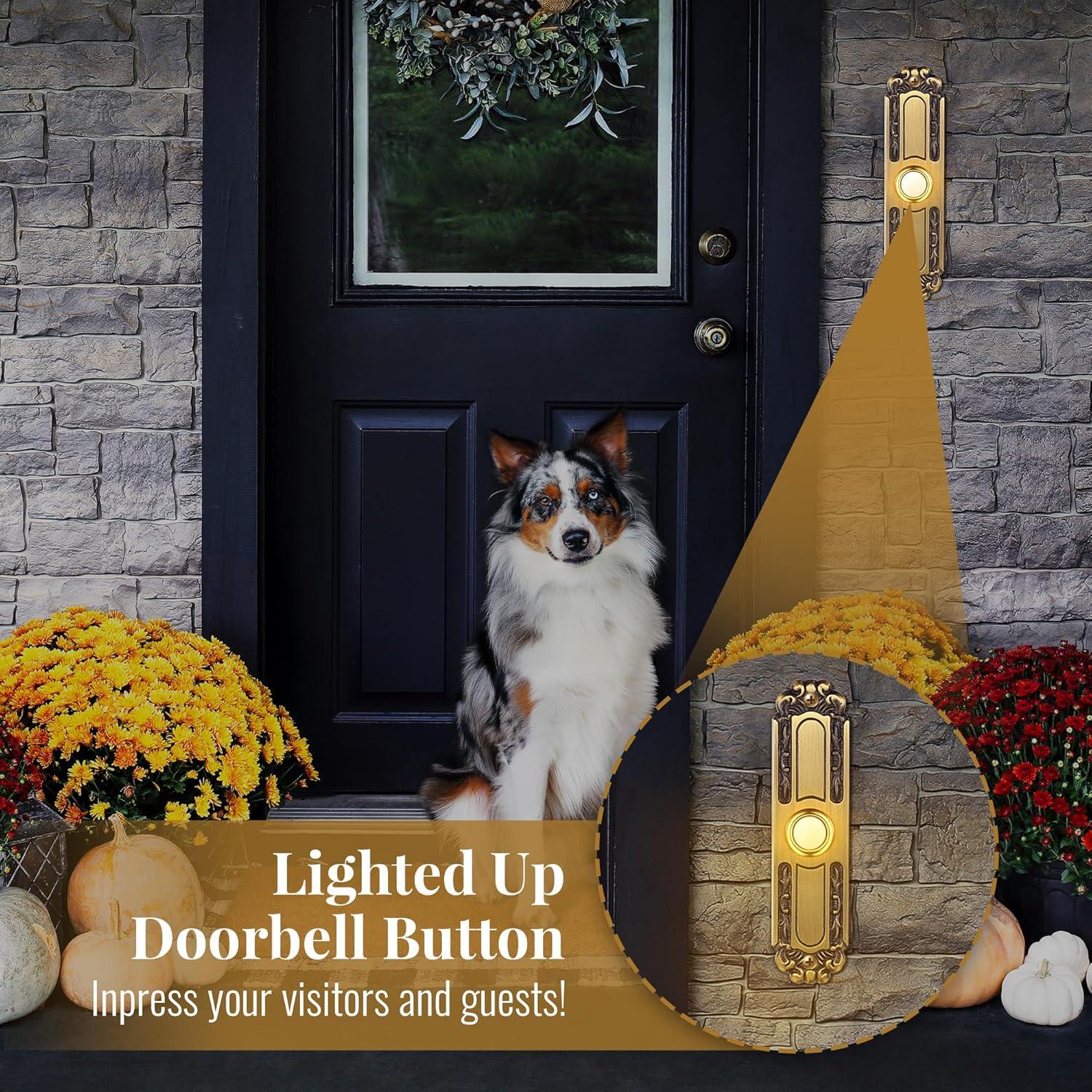 Botón de Timbre Iluminado Dreyoo Retro de Metal 13 cm