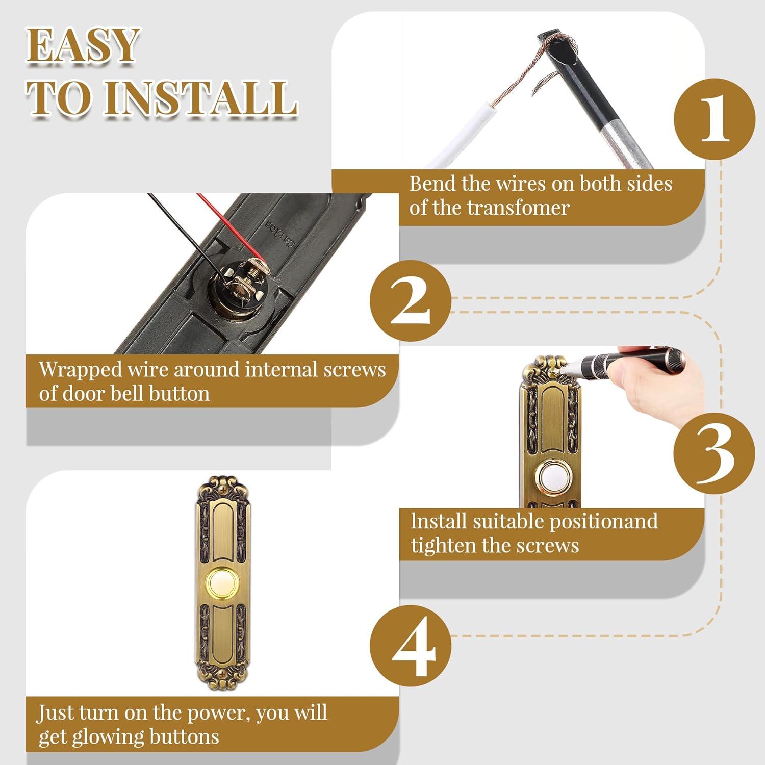 Botón de Timbre Iluminado Dreyoo Retro de Metal 13 cm