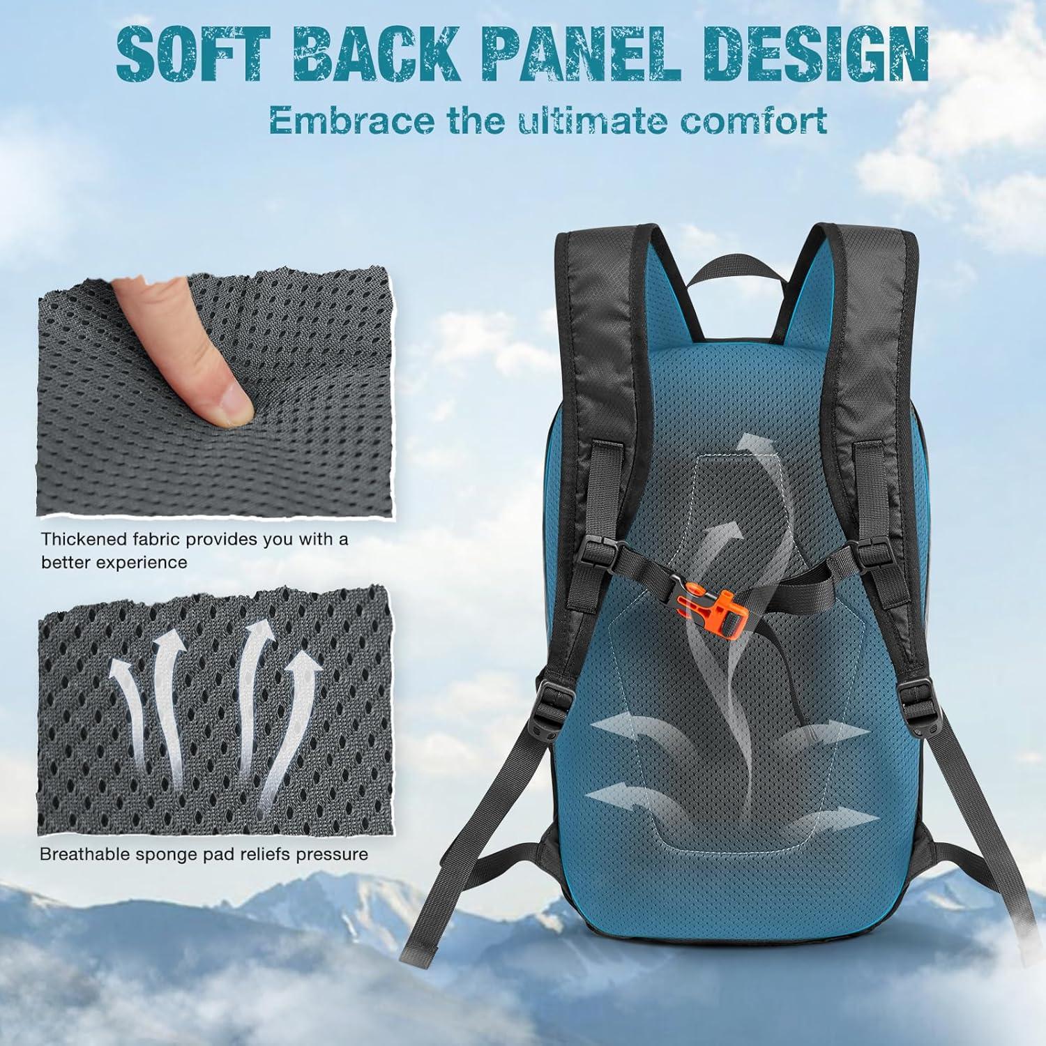 Mochila de Senderismo Plegable G4Free 20L Ligera Negra