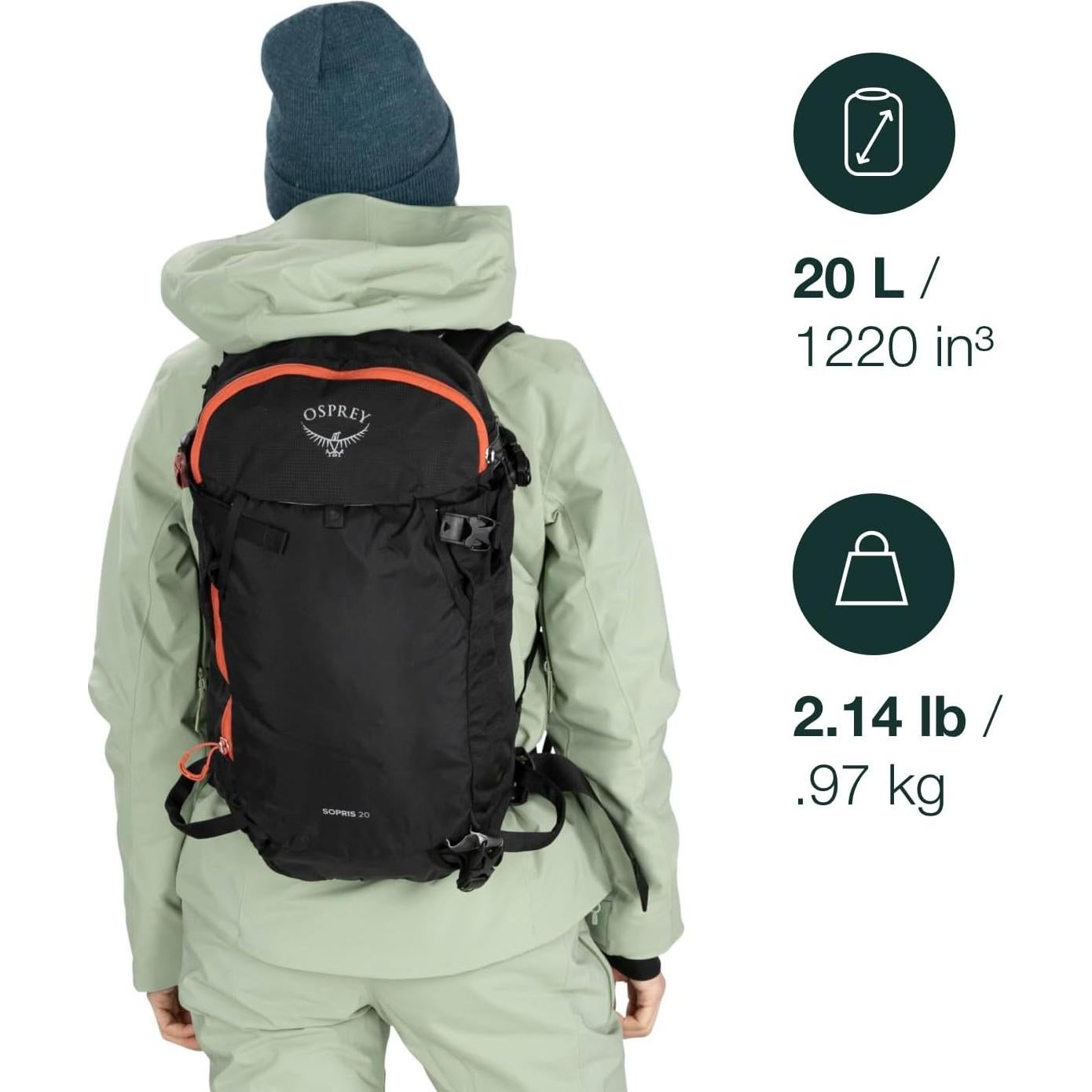 Mochila de Esquí Osprey Sopris 20L para Mujeres - Negra