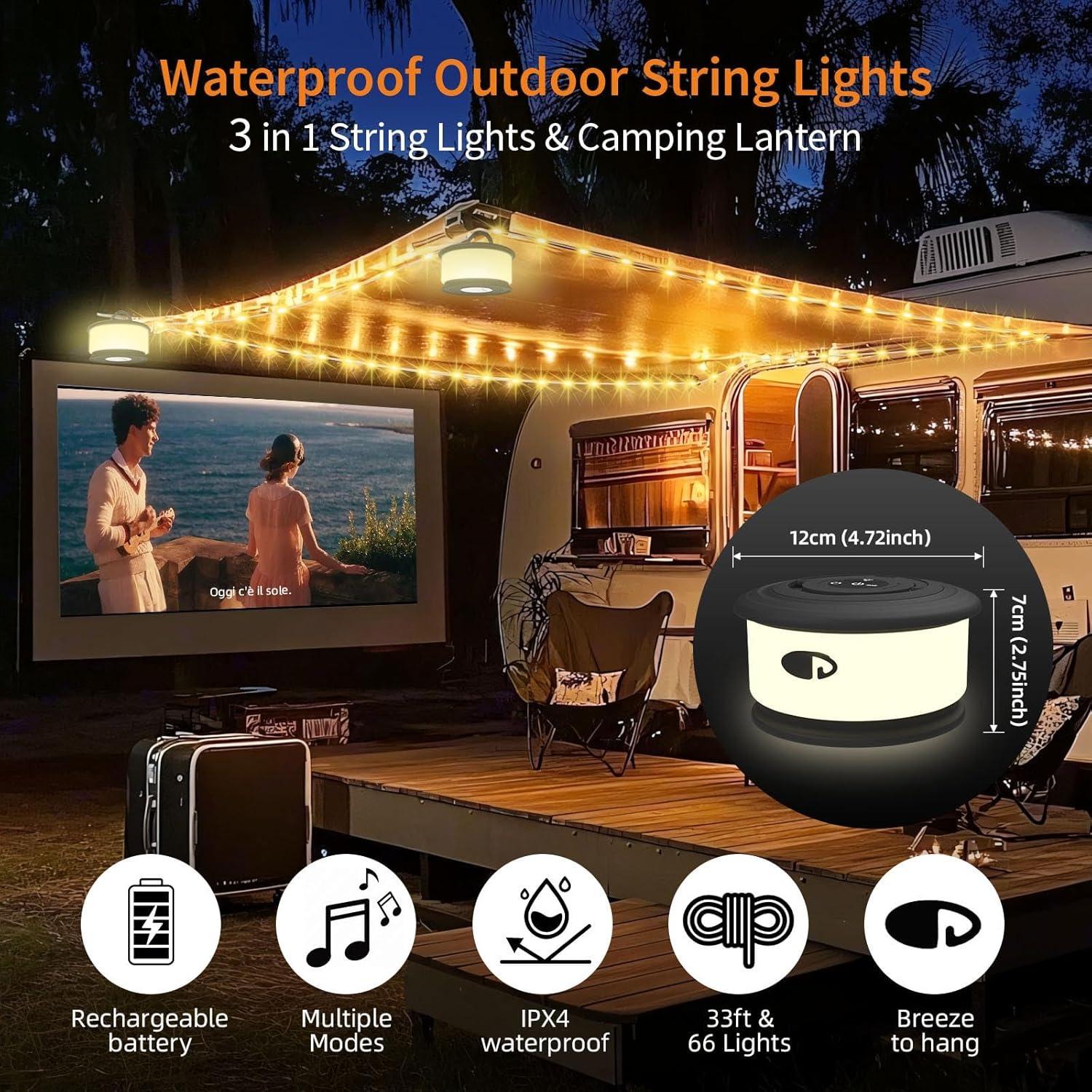 Luces de Camping TOHETO 10m RGB 3 en 1 Recargables