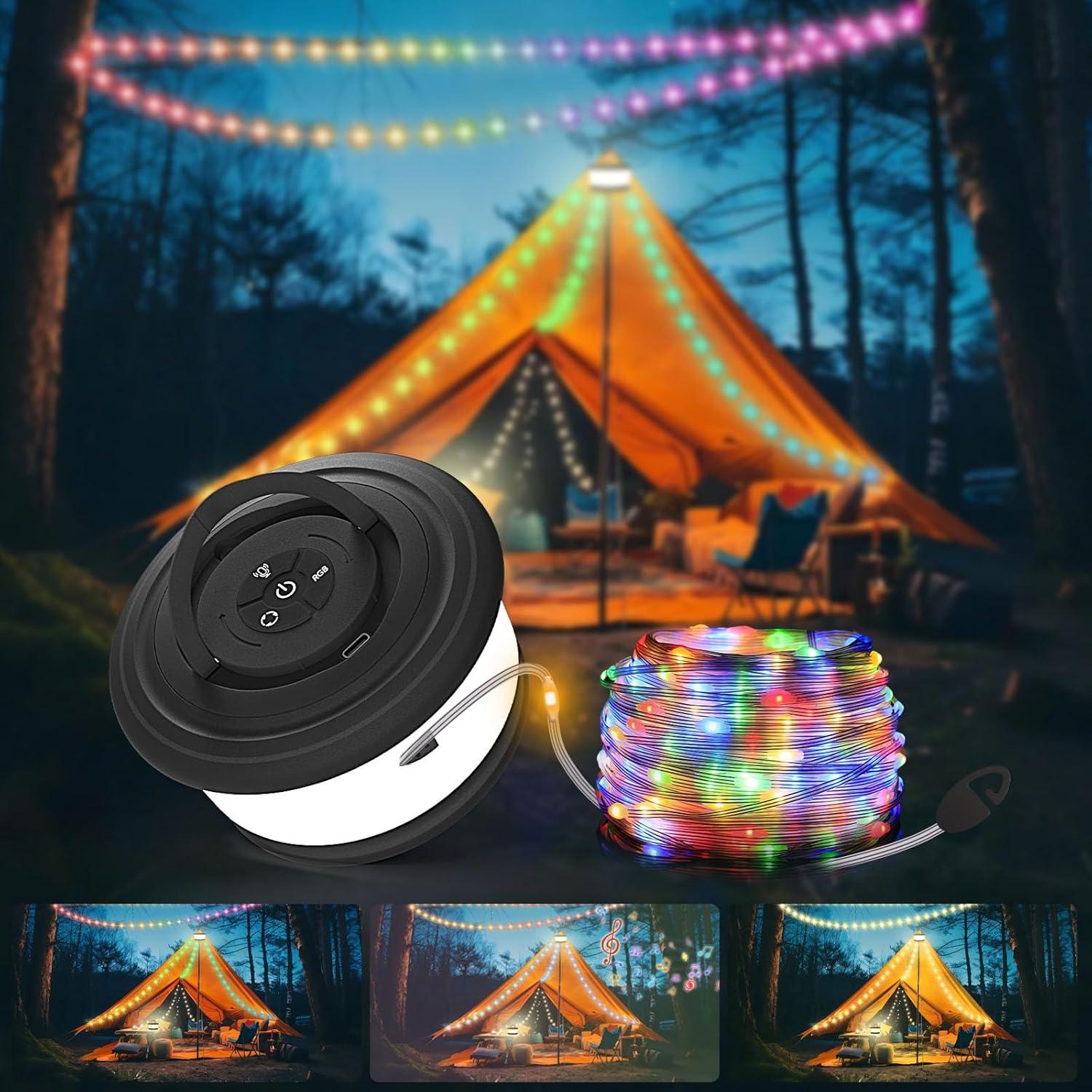 Luces de Camping TOHETO 10m RGB 3 en 1 Recargables