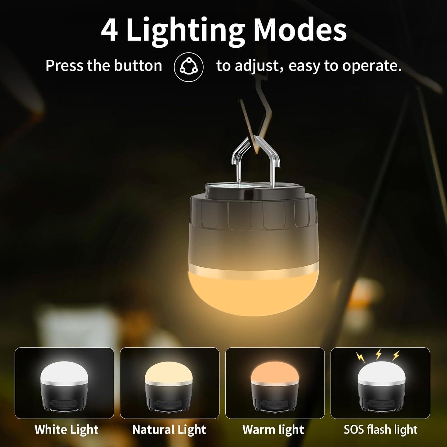 Linterna de Camping LED Recargable 1000LM 3 Modos 4000mAh