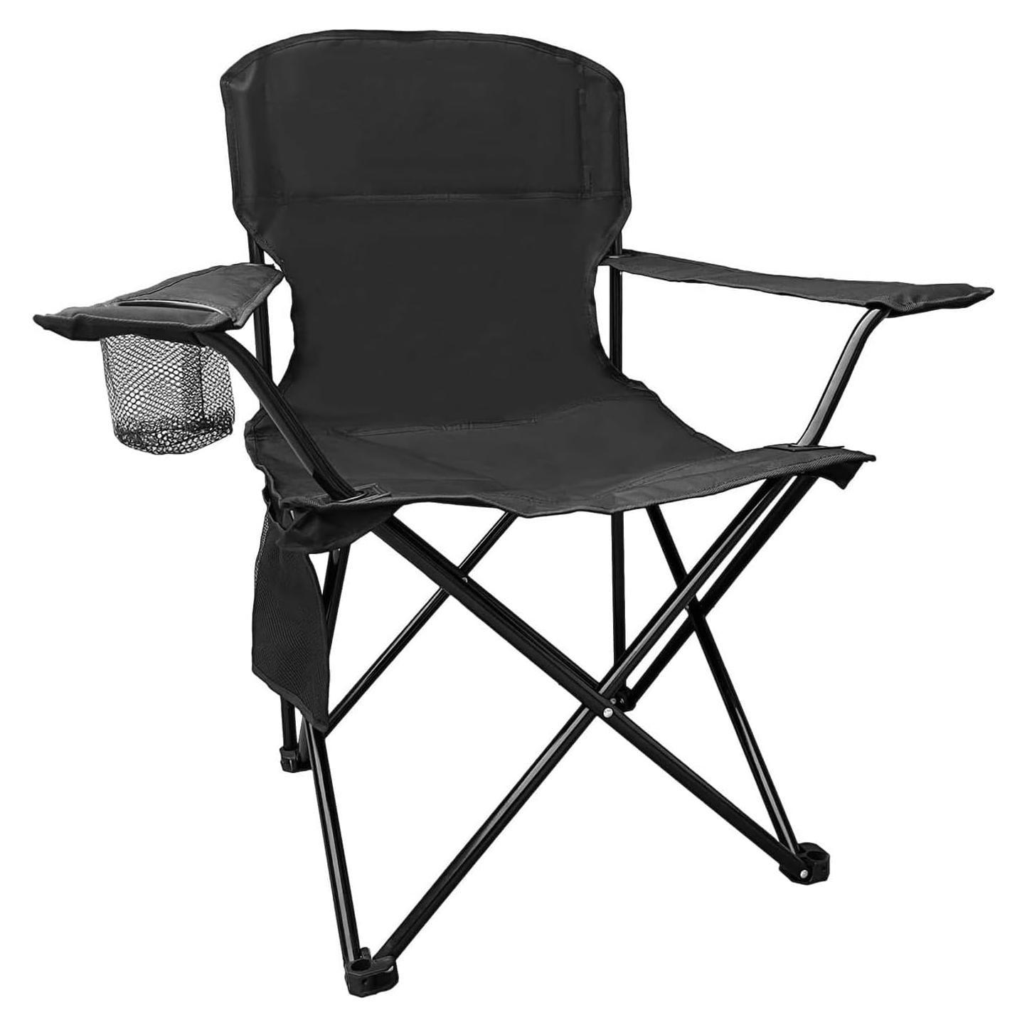 Silla de Camping Plegable VOYSIGN Negra con Portavasos 102kg
