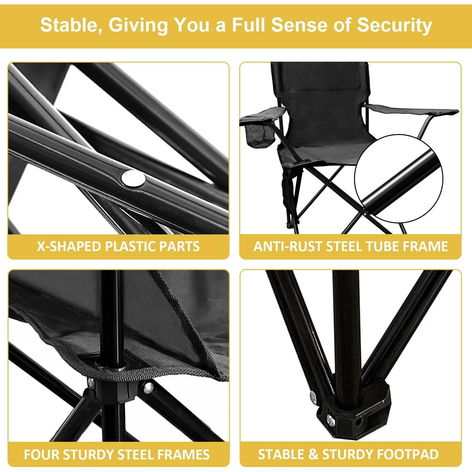 Silla de Camping Plegable VOYSIGN Negra con Portavasos 102kg