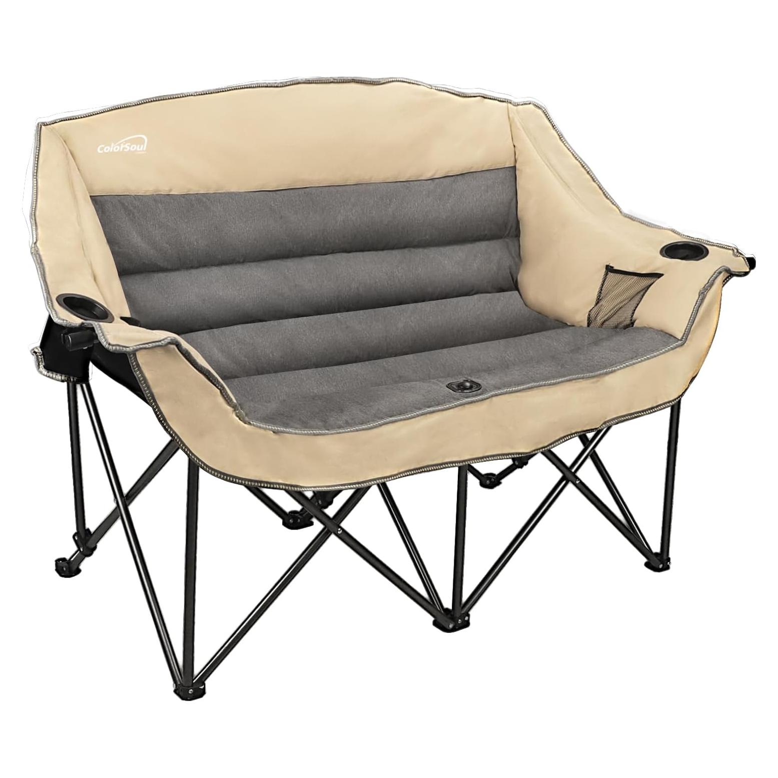 Silla de Camping Doble Colorsoul Beige Acolchada 272kg