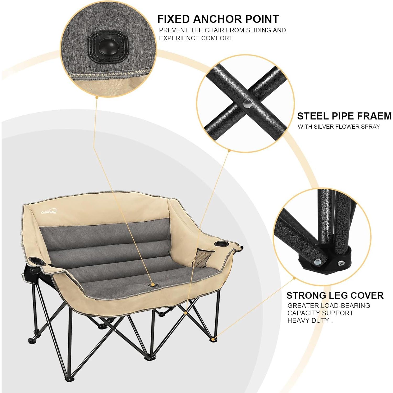 Silla de Camping Doble Colorsoul Beige Acolchada 272kg