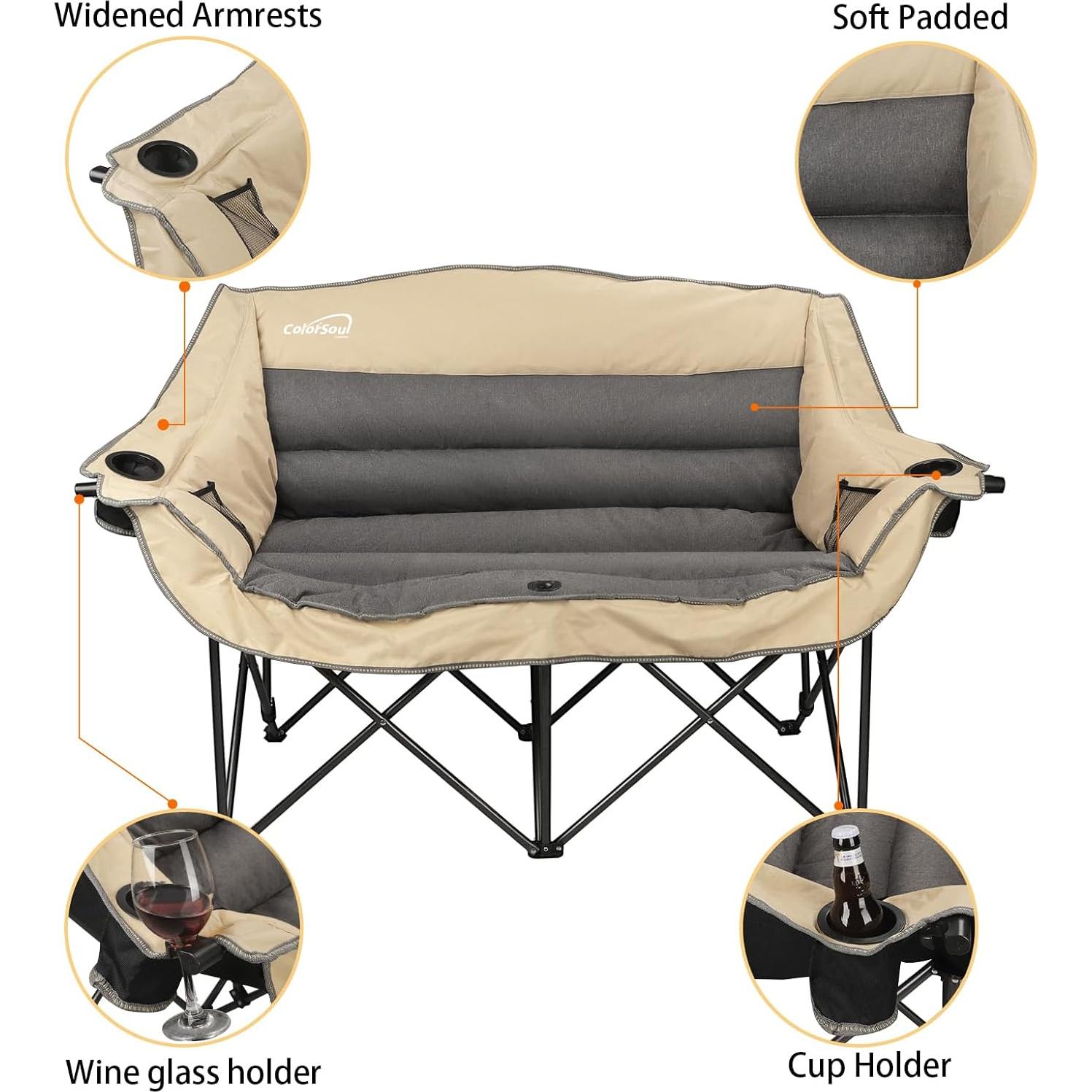 Silla de Camping Doble Colorsoul Beige Acolchada 272kg