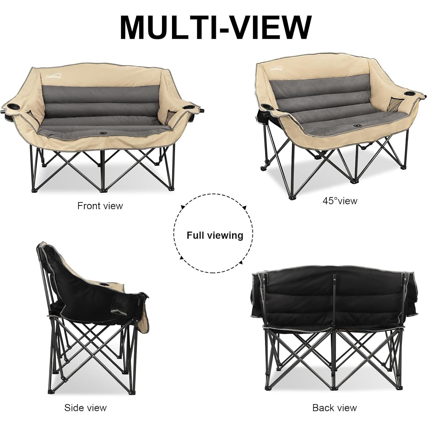 Silla de Camping Doble Colorsoul Beige Acolchada 272kg