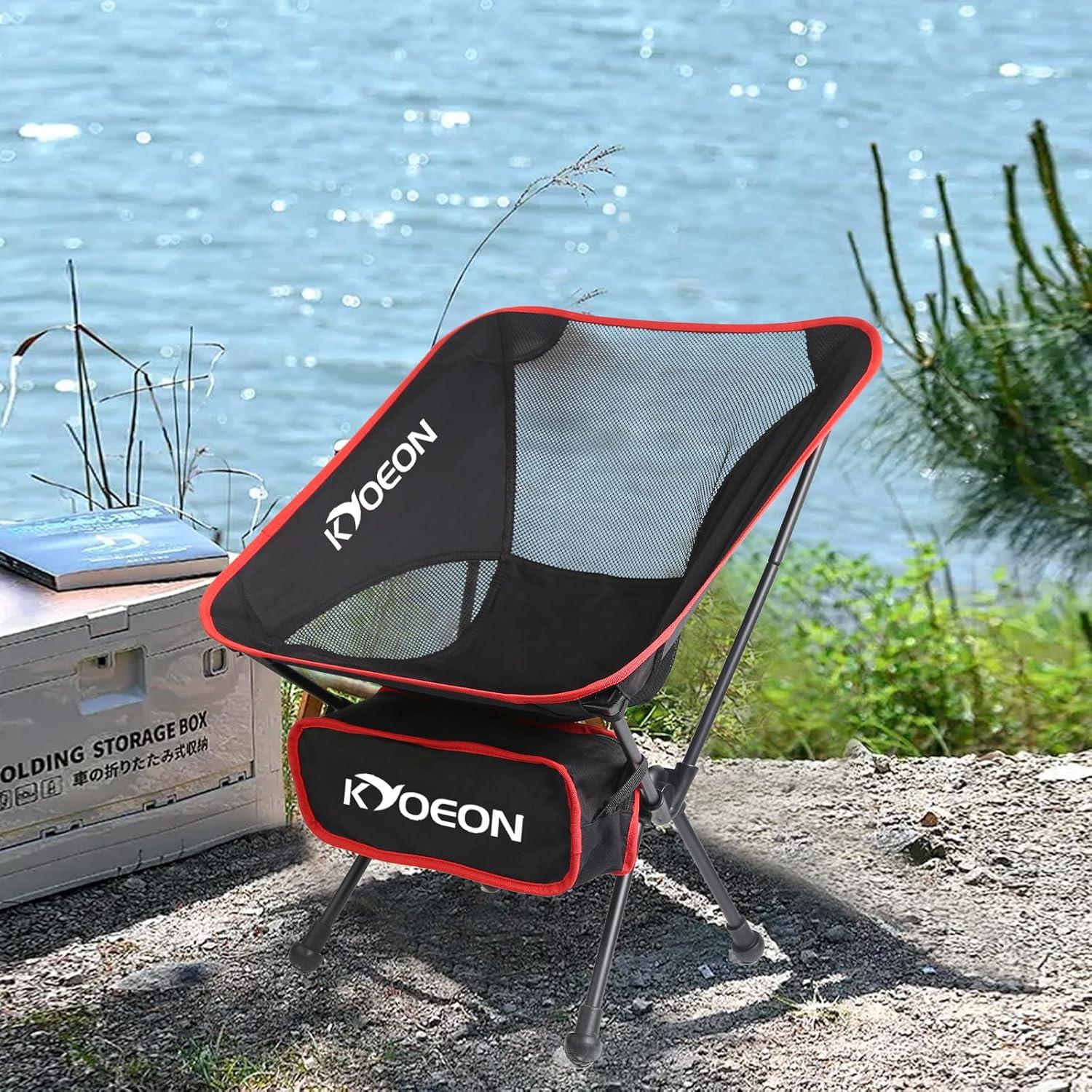 Silla de Camping Plegable KYOEON Negra Soporta 150Kg