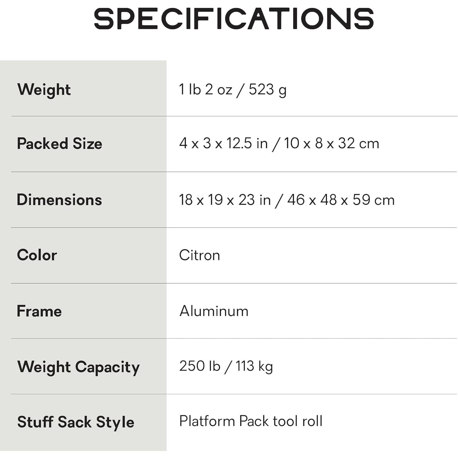 Silla de senderismo reclinable NEMO Moonlite Elite - Citron