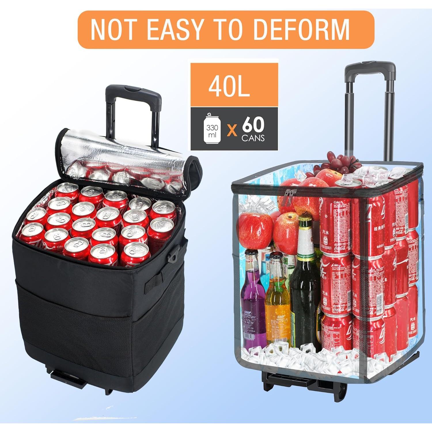 Enfriador Rodante Plegable ZHJINGYU 40L con Carrito y Aislamiento