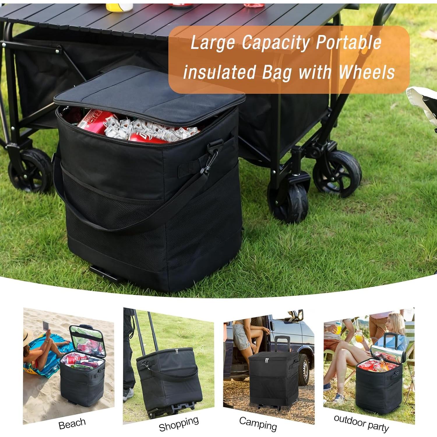 Enfriador Rodante Plegable ZHJINGYU 40L con Carrito y Aislamiento