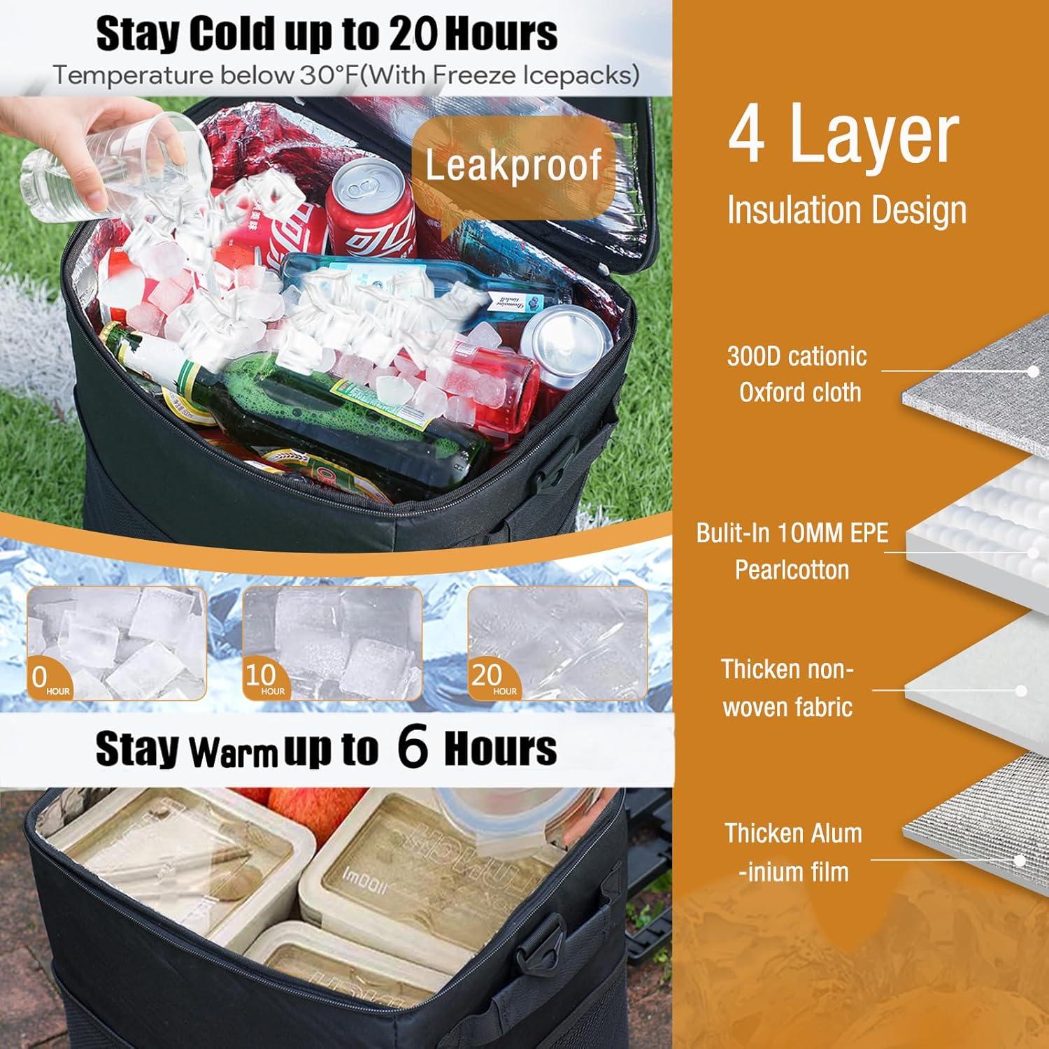 Enfriador Rodante Plegable ZHJINGYU 40L con Carrito y Aislamiento