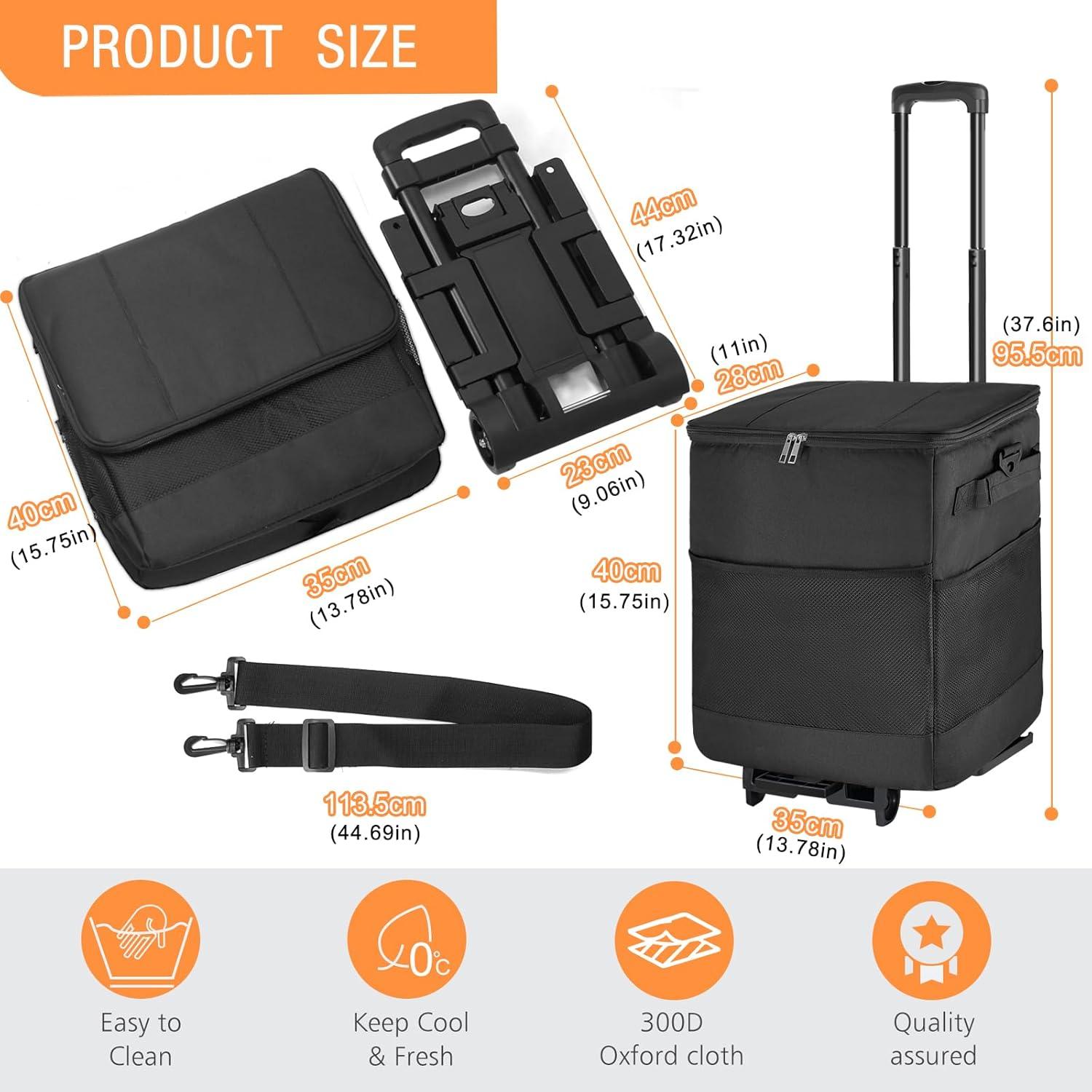 Enfriador Rodante Plegable ZHJINGYU 40L con Carrito y Aislamiento