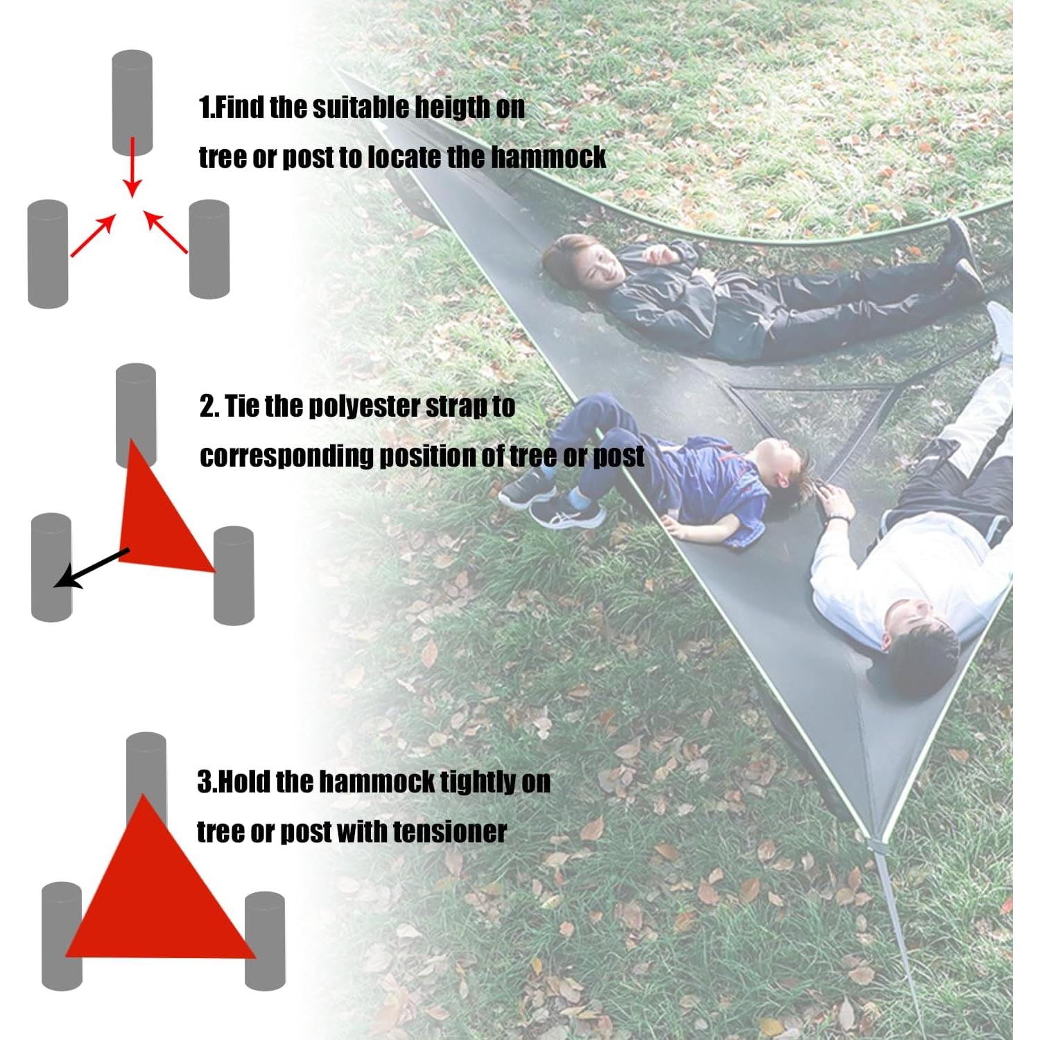 Hamaca Triangular Enthuney 3.96m para 2-4 Personas Negra