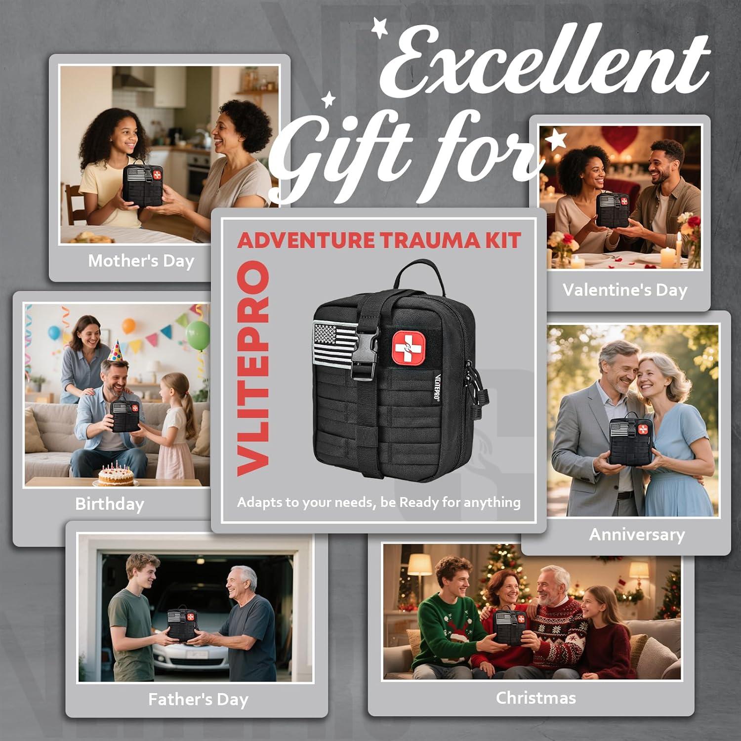 Kit de Primeros Auxilios Trauma VLITEPRO - Bolsa Táctica Negra