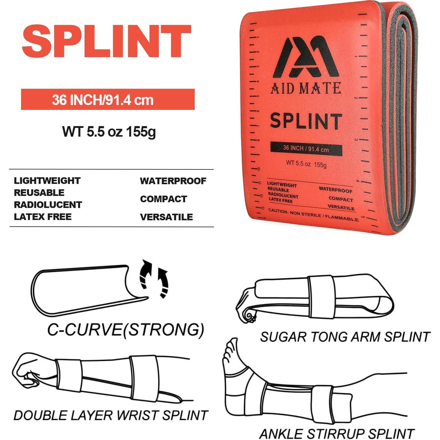 Férula de Primeros Auxilios AID MATE 91.4 cm Naranja-Gris