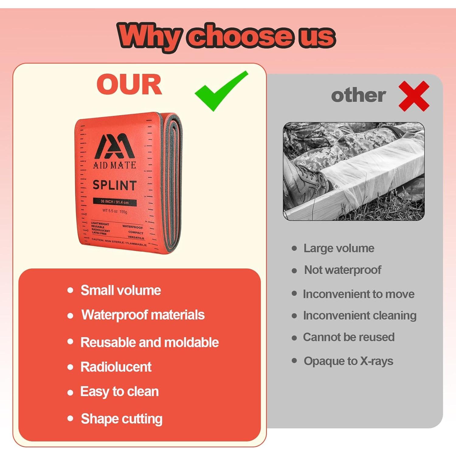 Férula de Primeros Auxilios AID MATE 91.4 cm Naranja-Gris