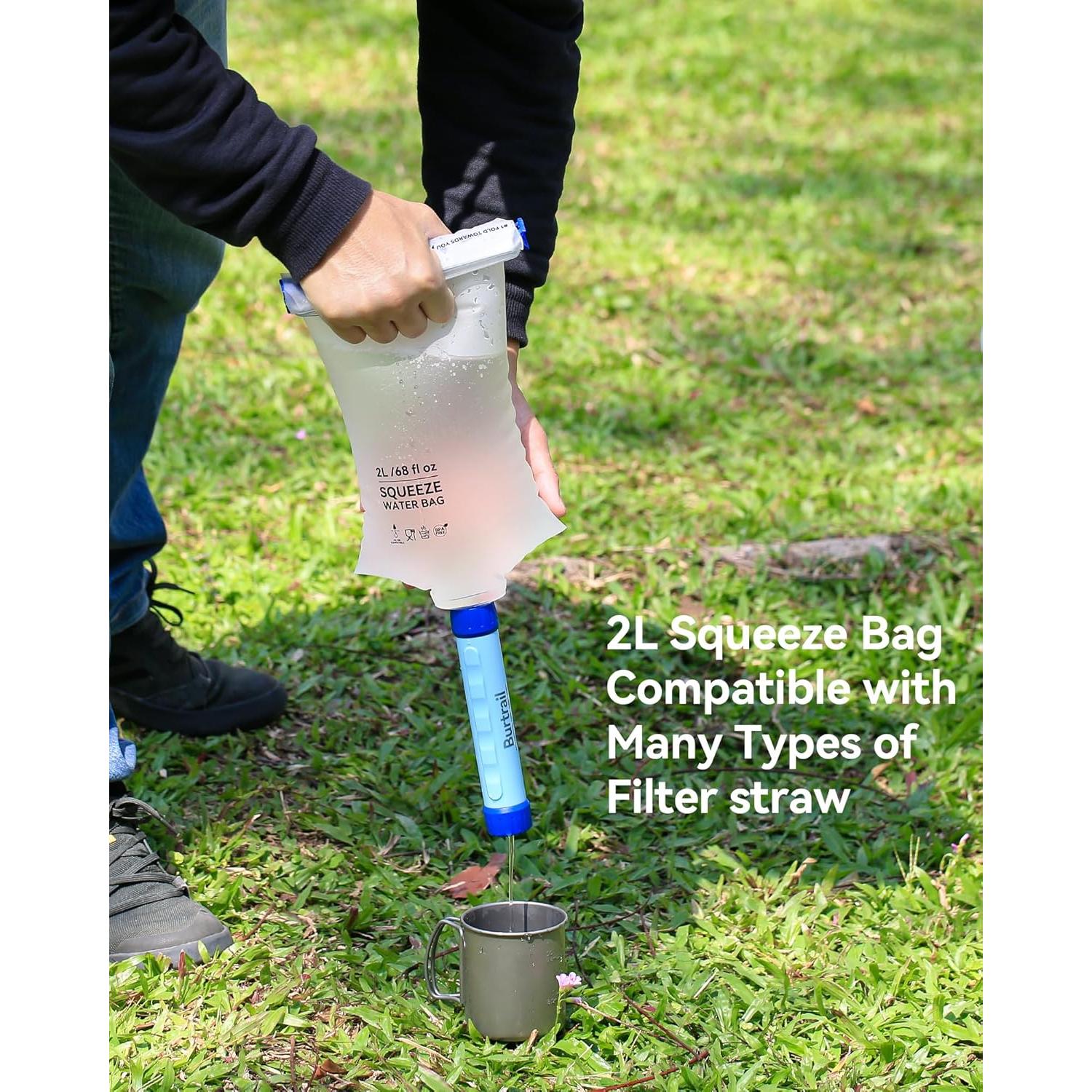 Bolsa de Agua Squeeze 2L Burtrail, Boca Ancha 28mm, Ligera