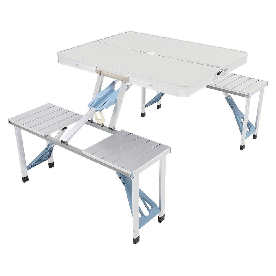 Mesa de Picnic Plegable Shyneer 135.5x83 cm Plata para Camping