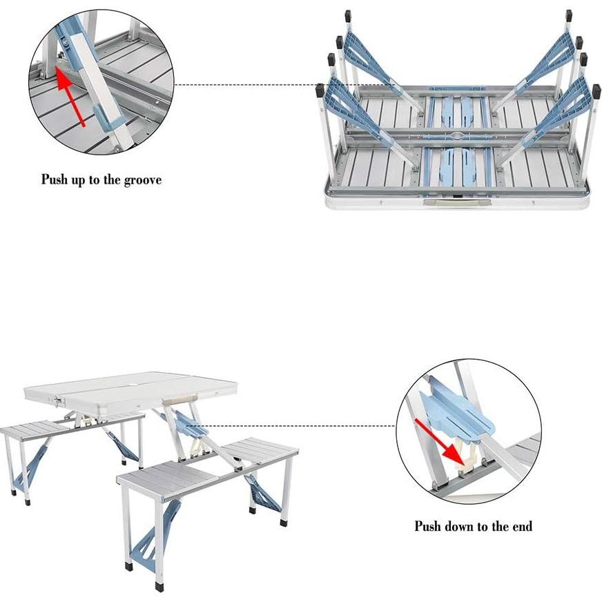 Mesa de Picnic Plegable Shyneer 135.5x83 cm Plata para Camping