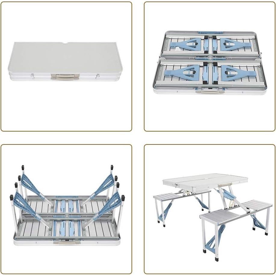 Mesa de Picnic Plegable Shyneer 135.5x83 cm Plata para Camping