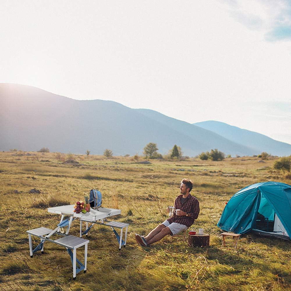 Mesa de Picnic Plegable Shyneer 135.5x83 cm Plata para Camping