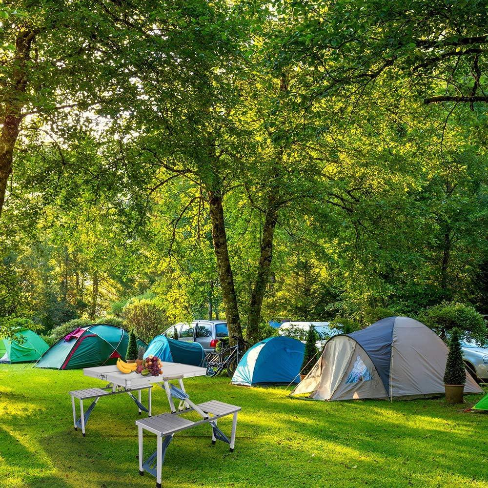 Mesa de Picnic Plegable Shyneer 135.5x83 cm Plata para Camping