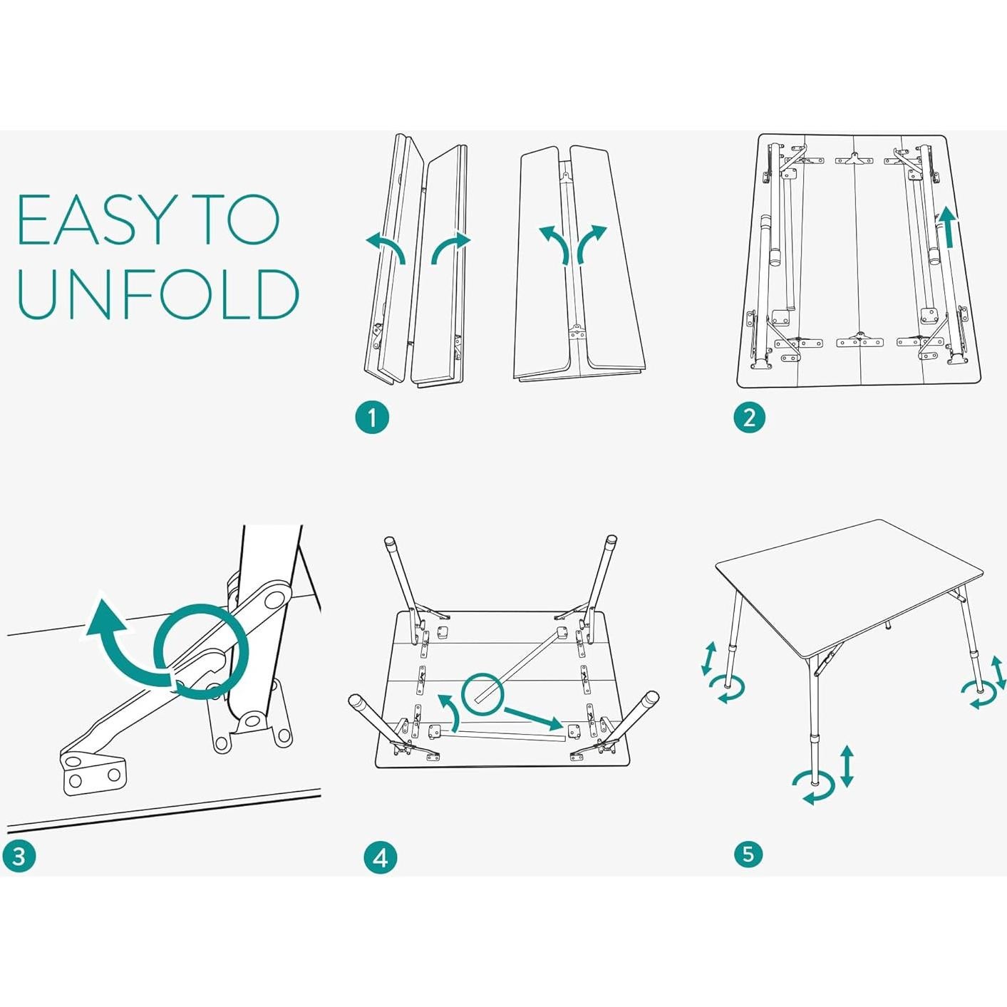 Mesa Plegable Portátil Navaris de Bambú - Altura Ajustable 65 cm