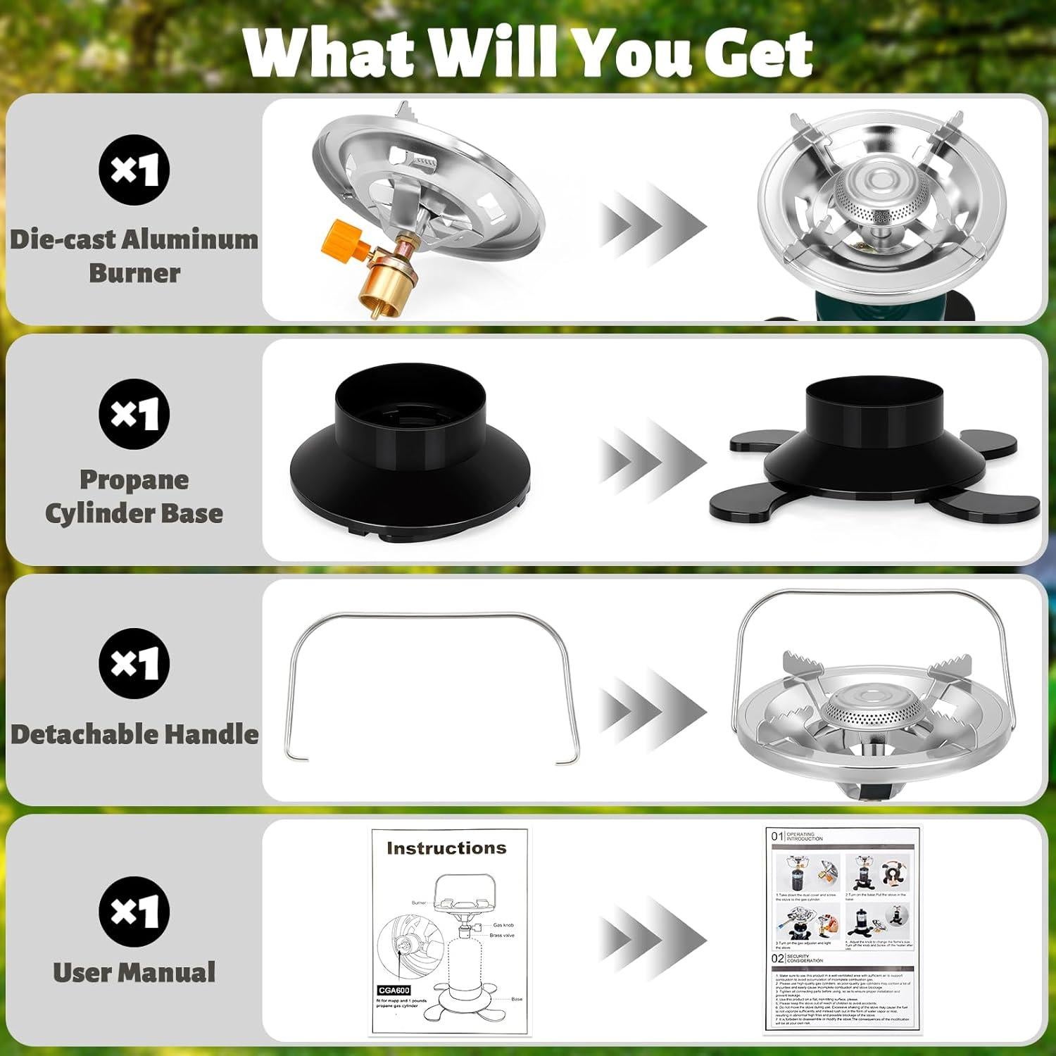 Estufa de Camping de Propano Portátil 1 Quemador Aluminio