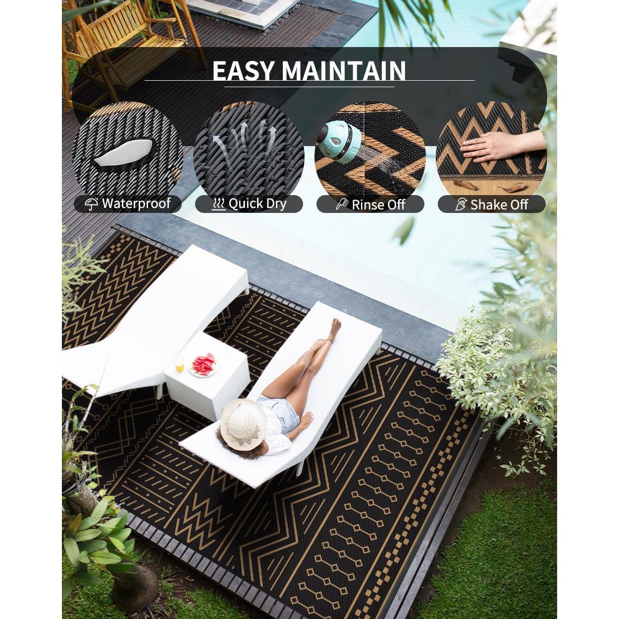 Alfombra Exterior COCOER 1.81kg 274x182cm Impermeable Reversible