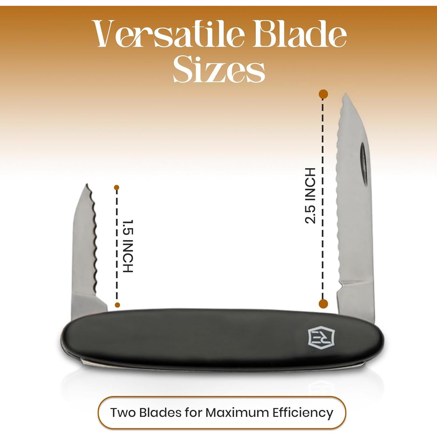 Rite Edge 3.25" 2-Blade Pocket Knife - Knife with Serrated 440 Stainless Steel Blades, ABS Handle, Lightweight Everyday Carry Folding Pocket Knife - Black