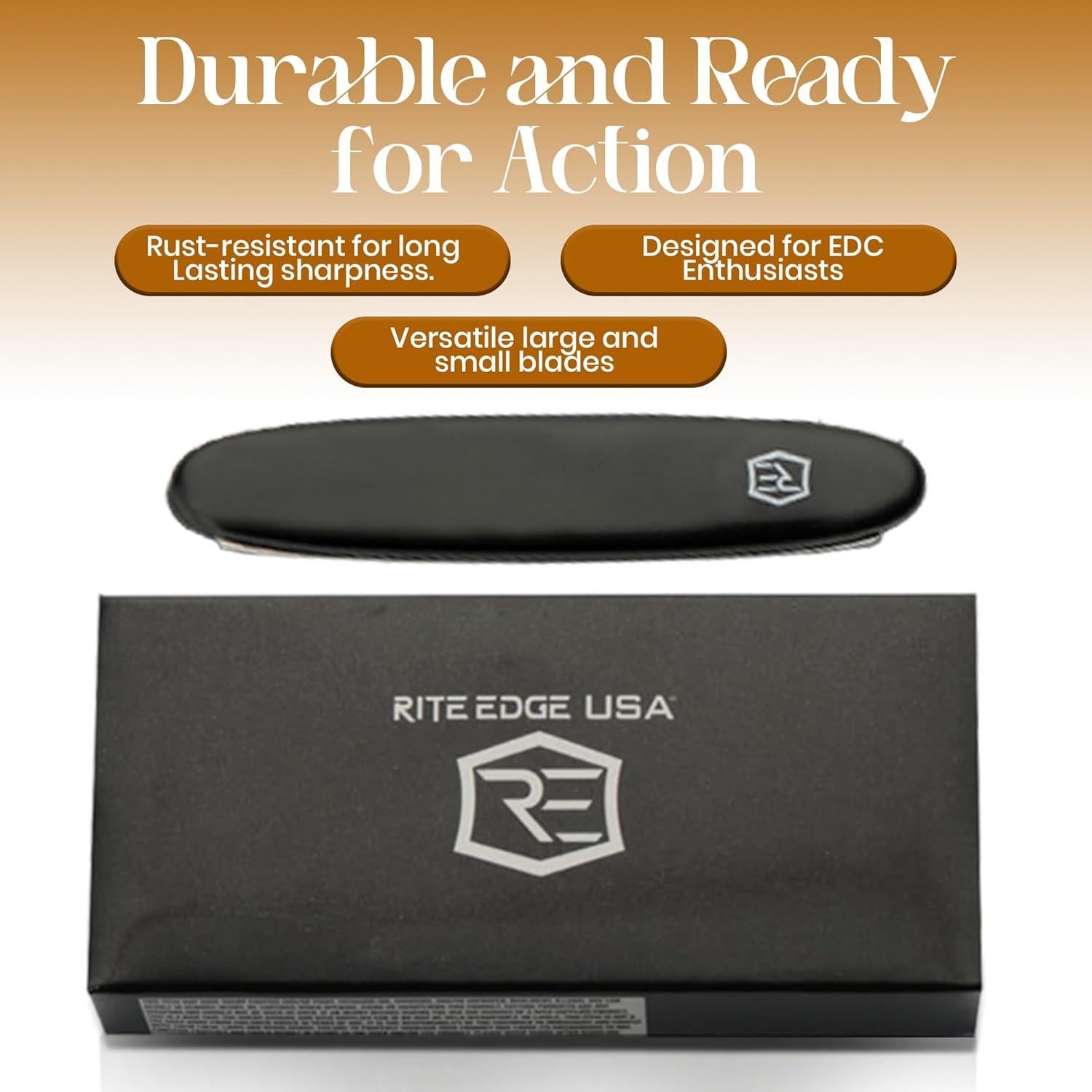 Rite Edge 3.25" 2-Blade Pocket Knife - Knife with Serrated 440 Stainless Steel Blades, ABS Handle, Lightweight Everyday Carry Folding Pocket Knife - Black