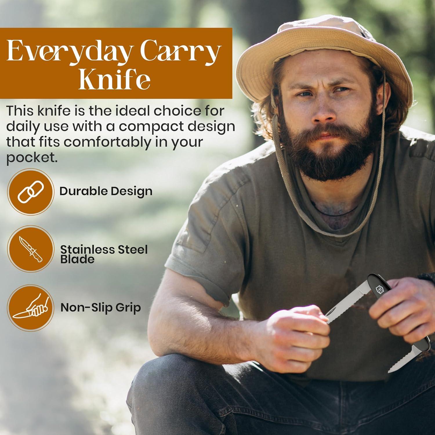 Rite Edge 3.25" 2-Blade Pocket Knife - Knife with Serrated 440 Stainless Steel Blades, ABS Handle, Lightweight Everyday Carry Folding Pocket Knife - Black