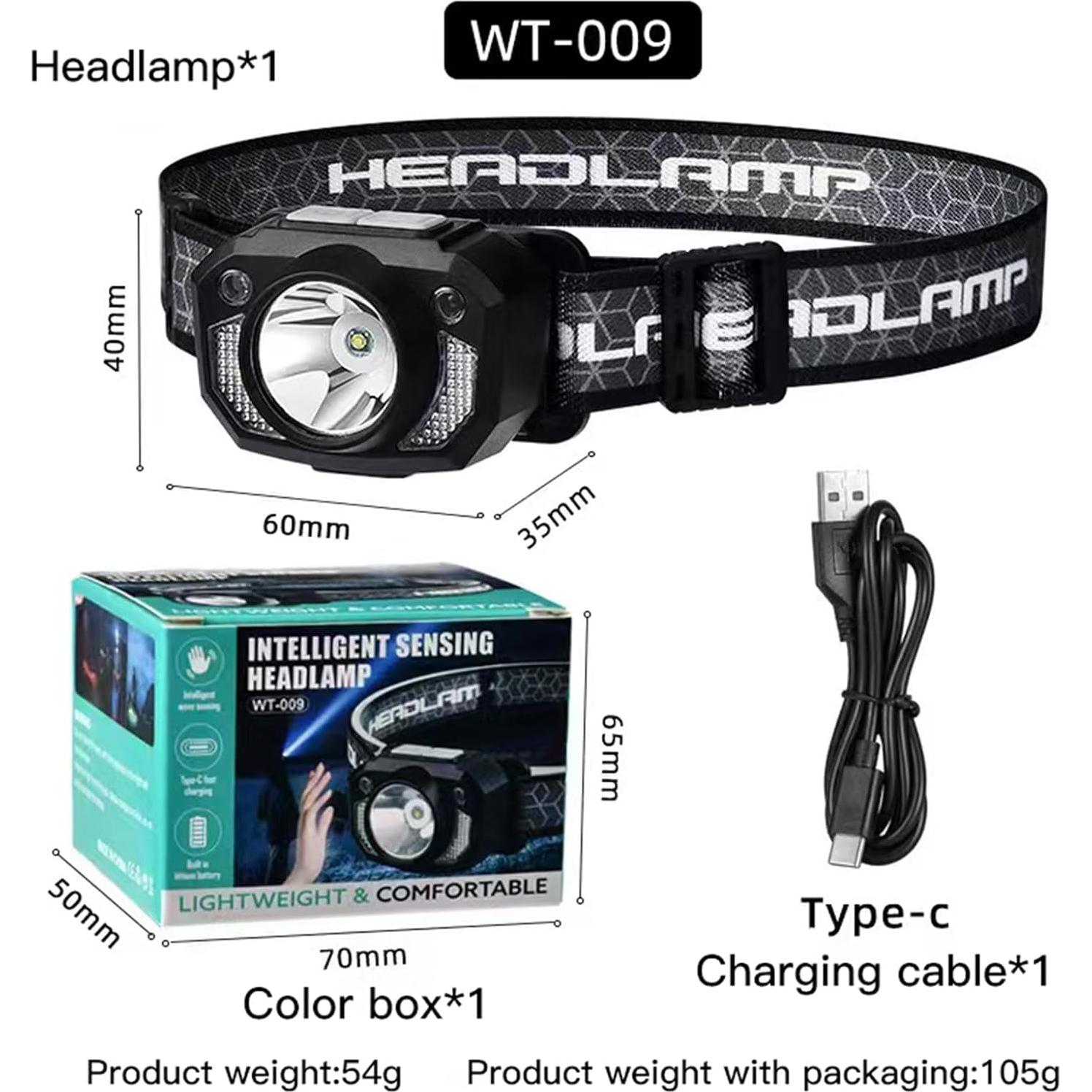 Linterna Frontal Recargable BiteBoom 600m 6 Modos USB C