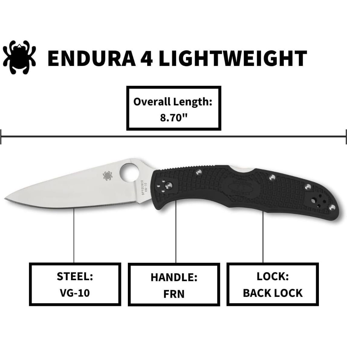 Cuchillo Plegable Spyderco Endura 4 Lightweight 9.65 cm Negro