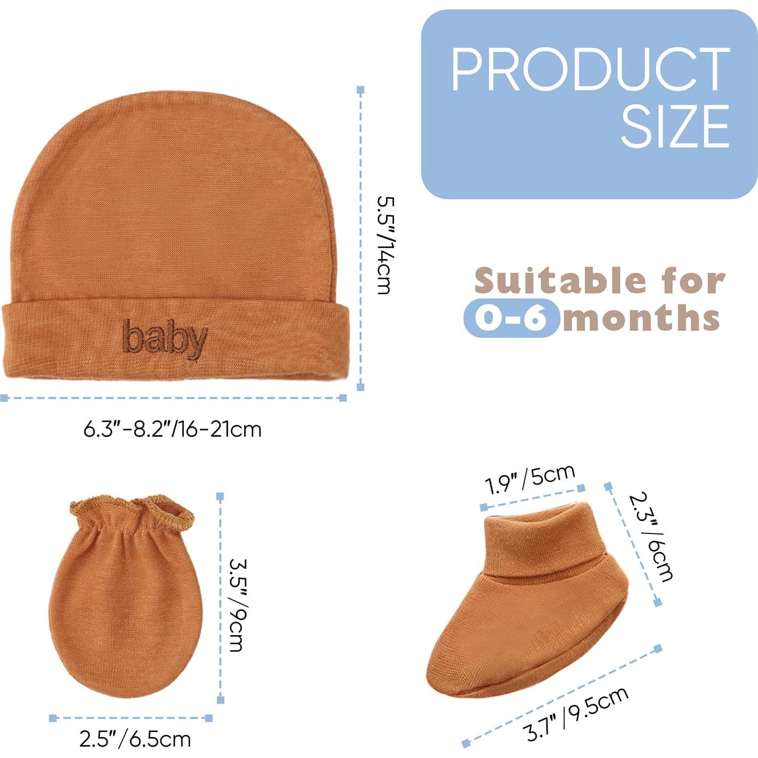 Conjunto de gorros, manoplas y calcetines AQOKKA para bebés 0-6 meses