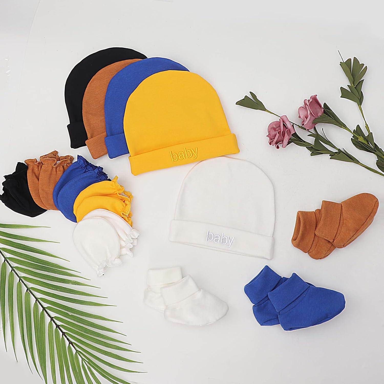 Conjunto de gorros, manoplas y calcetines AQOKKA para bebés 0-6 meses