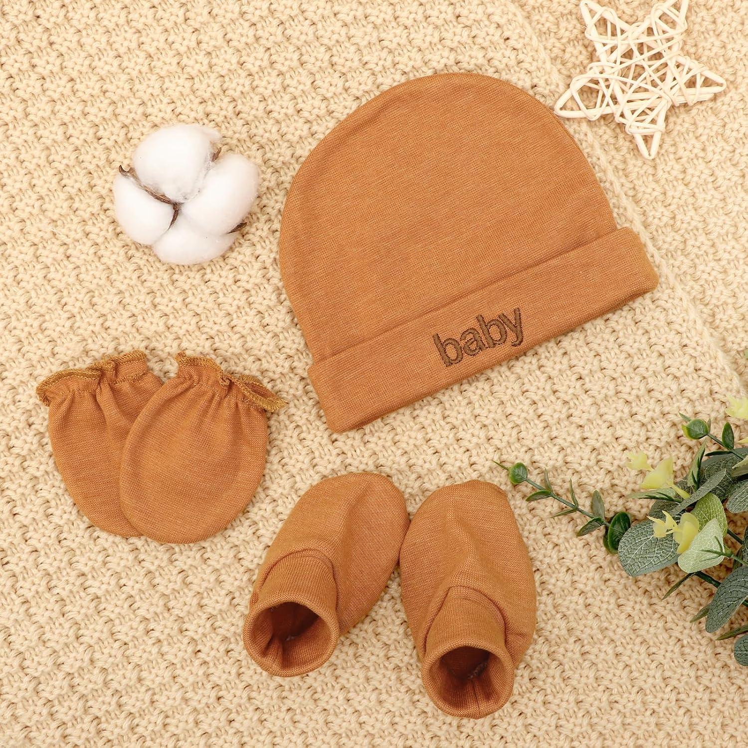 Conjunto de gorros, manoplas y calcetines AQOKKA para bebés 0-6 meses