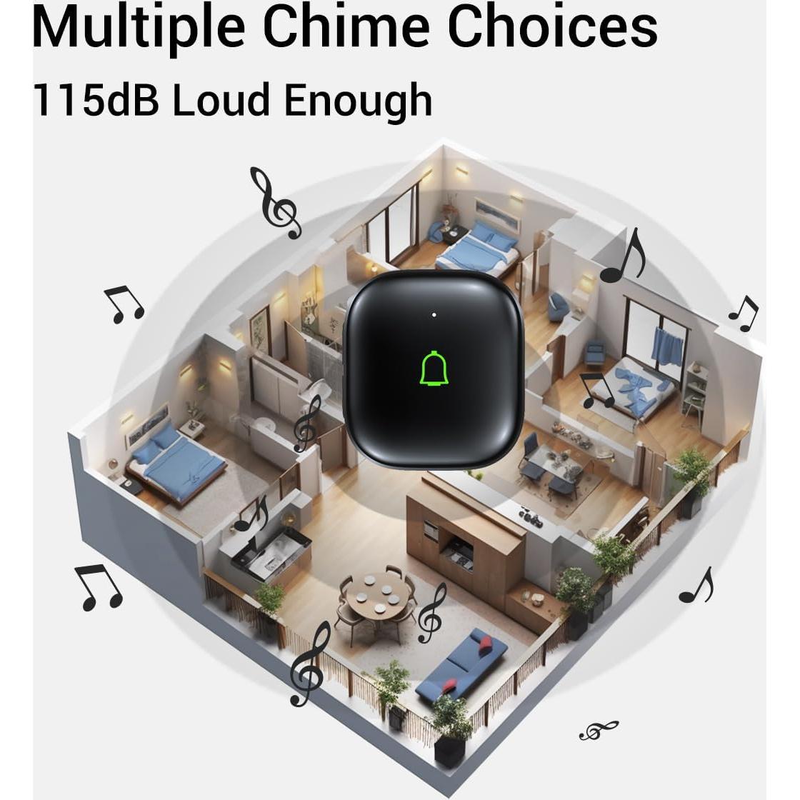 Timbre Inalámbrico LeadGo con 2 Receptores IP66 300m 32 Tonos