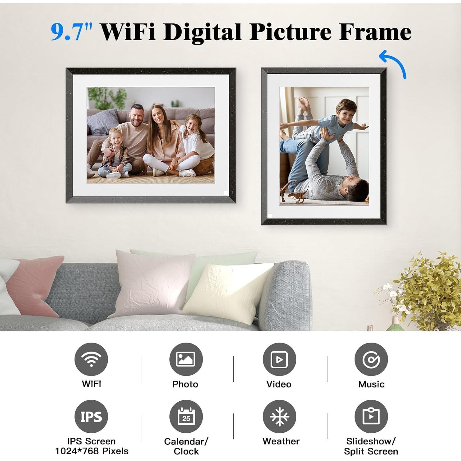 Marco de Fotos Digital Wi-Fi PWOSUN 9.7" 32GB Pantalla Táctil