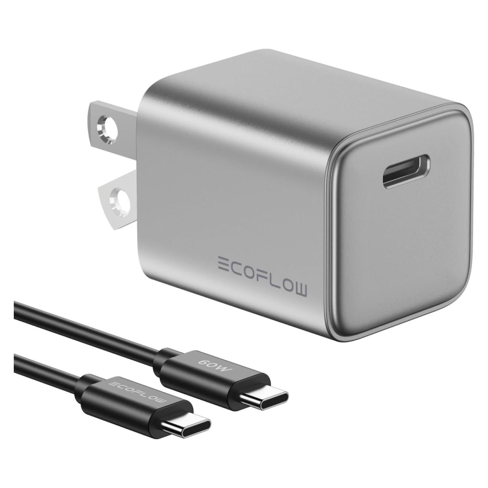 EF ECOFLOW Rapid 20W GaN USB C Charger with Cable,Fast Type C Charging Block Plug for Rapid Compatible with iPhone 15/15 Pro/14/14 Pro Max/13, Galaxy, iPad