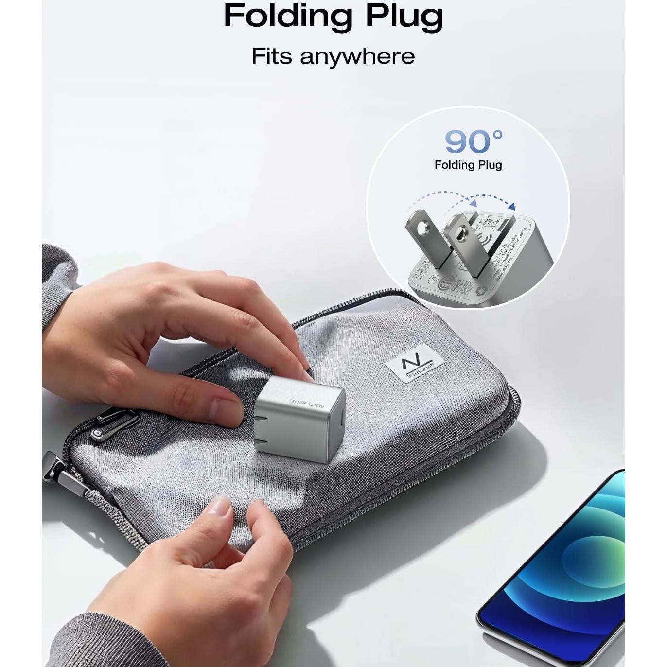 EF ECOFLOW Rapid 20W GaN USB C Charger with Cable,Fast Type C Charging Block Plug for Rapid Compatible with iPhone 15/15 Pro/14/14 Pro Max/13, Galaxy, iPad