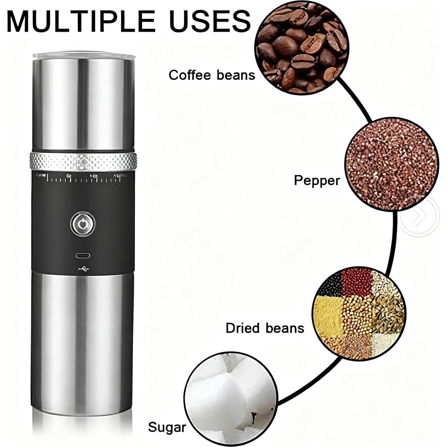 Molino de café eléctrico Toycol portátil recargable 15 niveles